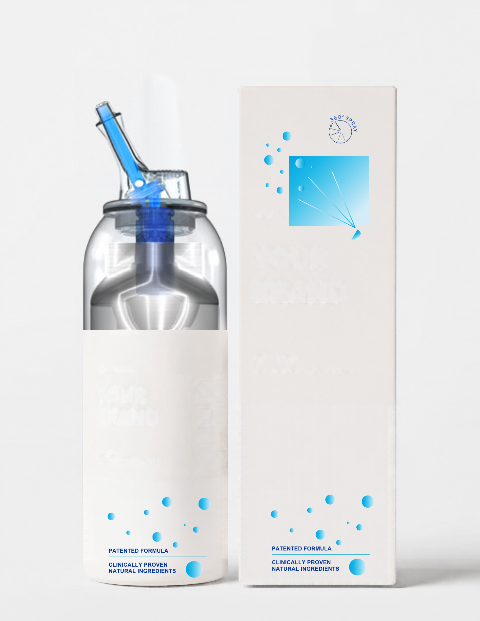 Nasal spray bottle and box mockup